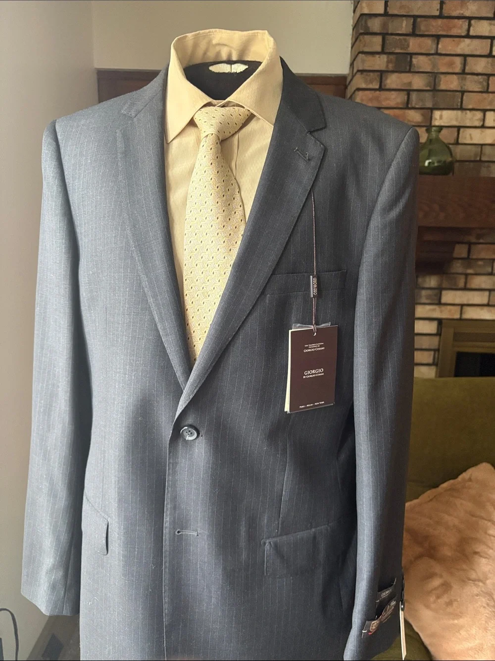 Men's Wool Giorgio Cosani Gray Pinstripe Suit